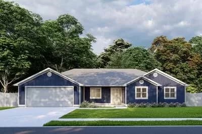 3-Bed 2-Bath 1-Story House Plan with 2-Car Garage - 1521 Sq Ft