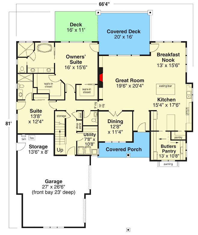 Plan 72399DA: 2-Story House Plan with Formal Dining Room - 3004 Sq Ft - Floor Plan - Main Level - Country, Ranch, Traditional