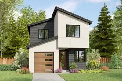 2-Story Modern House Plan with Pocket Home Office - 2071 Sq Ft