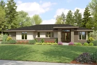 Modern Prairie-Style House Plan with Split 3 Bed Layout - 1592 Sq Ft