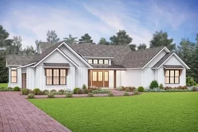 Modern Farmhouse Plan with Flex Sunroom or Home Office - 2662 Sq Ft