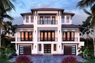3-Story Coastal Contemporary House Plan with Elevator - 4619 Sq Ft