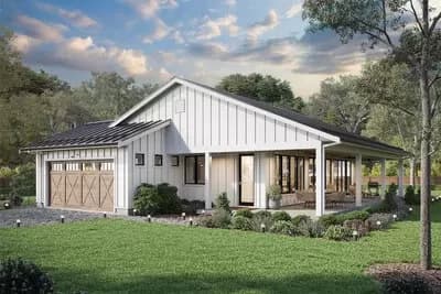 Contemporary Country Home Plan with Wrap-Around Porch - 1801 Sq Ft