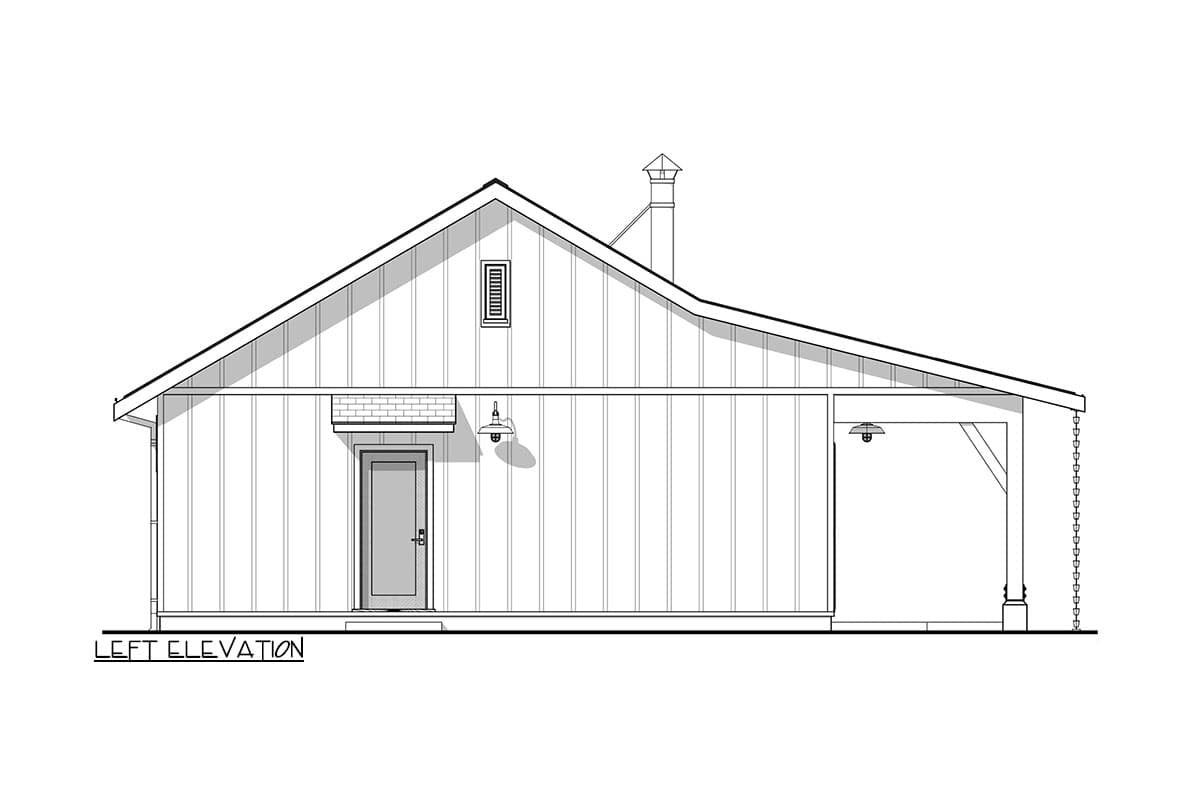 Plan 677030NWL: 1-Bed Cottage ADU with 8-Foot-Deep Front Porch - 672 Sq Ft - Image #6 - Cabin, Cottage, Country