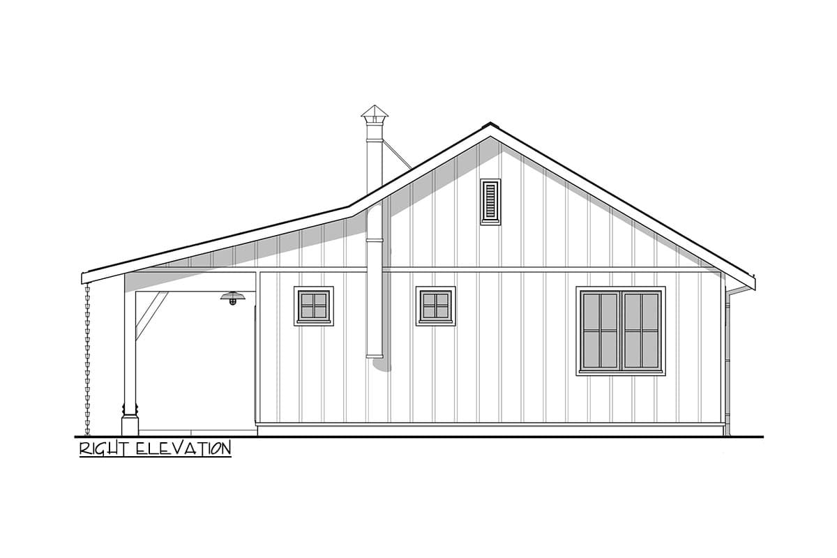 Plan 677030NWL: 1-Bed Cottage ADU with 8-Foot-Deep Front Porch - 672 Sq Ft - Image #8 - Cabin, Cottage, Country