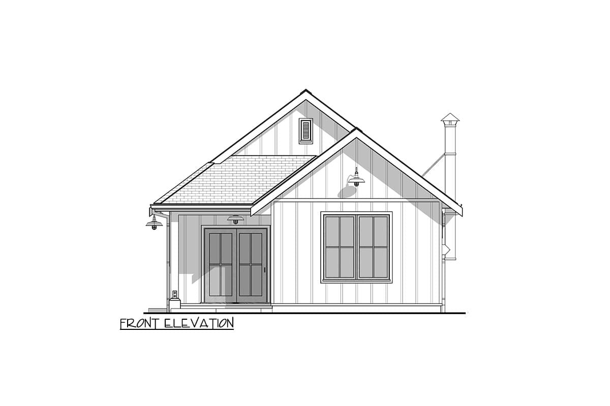Plan 677031NWL: 2-Bed Country Cottage  House Plan - 897 Sq Ft - Image #5 - Cottage, Country, Craftsman, New American