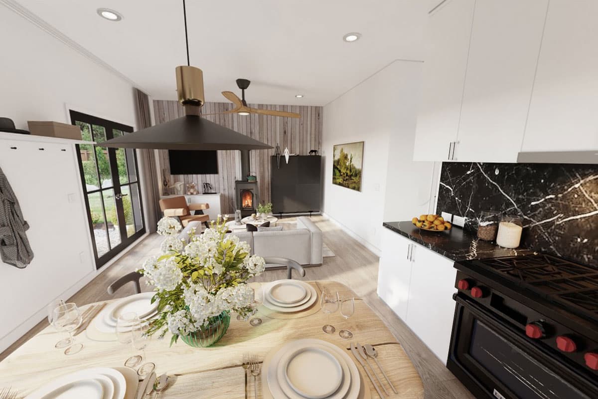 Plan 677032NWL: ADU House Plan with 2 Bedrooms and an Open Living Space - 800 Sq Ft - Virtual Tour Cover Image - Cabin, Cottage, Country, Traditional