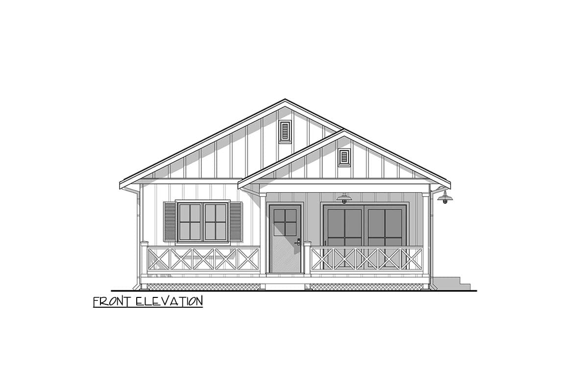 Plan 677034NWL: Country Cottage House Plan with 2 Beds and Open Concept Layout - 784 Sq Ft - Image #5 - Cottage, Country, Traditional