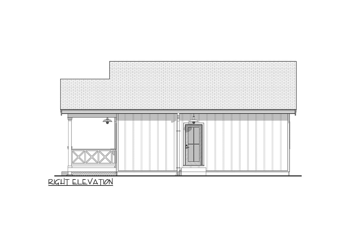 Plan 677034NWL: Country Cottage House Plan with 2 Beds and Open Concept Layout - 784 Sq Ft - Image #8 - Cottage, Country, Traditional