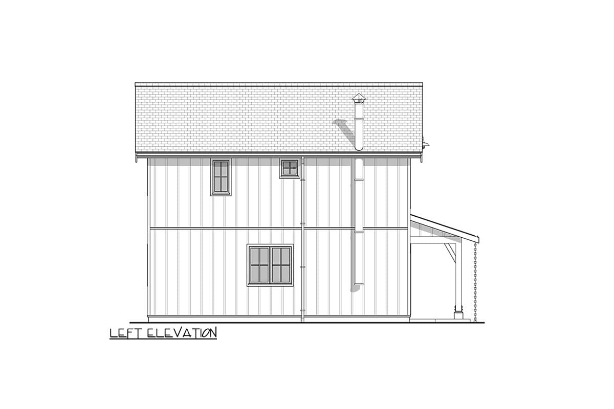 Plan 677035NWL: 2-Story Cabin with Upstairs Bedrooms - 1035 Sq Ft - Image #6 - Cabin, Cottage, Country, Rustic, Traditional
