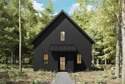 Contemporary Cabin House Plan with 2 Beds - 1200 Sq Ft