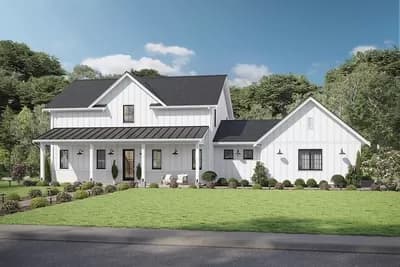5-Bed Modern Farmhouse Plan with 2-Story Living Room - 2606 Sq Ft