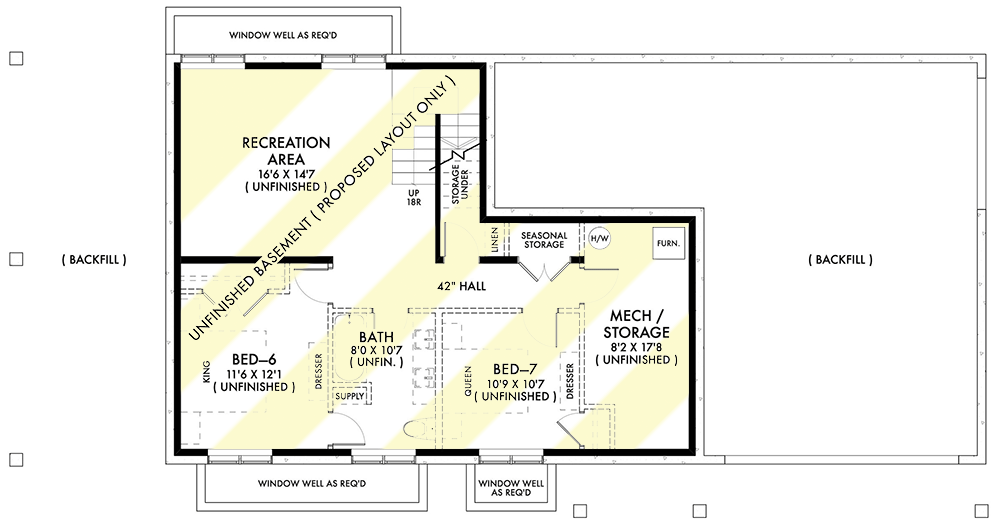 Plan 677044NWL: Barndominium with Flex Room and RV Bay - 2340 Sq Ft - Floor Plan - Lower Level - Barndominium, Country, New American, Traditional
