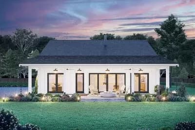 Country Home Plan with Flex Room and Covered Veranda - 1000 Sq Ft