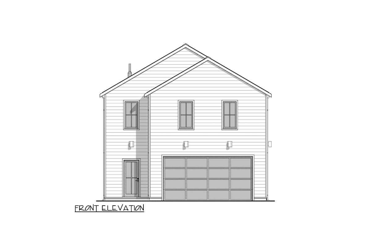 Plan 677046NWL: Contemporary 2-Story ADU with 2 Beds and a 2-Car Garage - 795 Sq Ft - Image #4 - Carriage, Contemporary