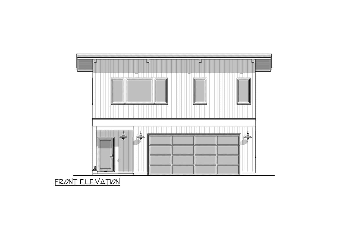 Plan 677047NWL: Modern 2-Car Garage Apartment - 799 Sq Ft - Image #4 - Carriage, Contemporary, Modern