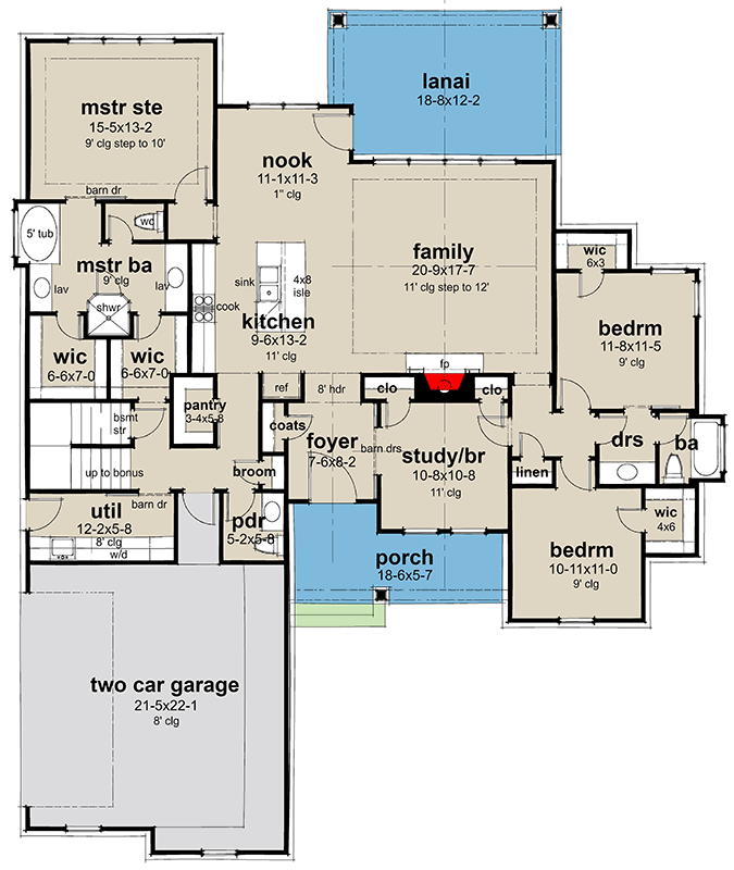 Plan 16928WG: Modern Farmhouse Plan with Flex Room and Bonus Expansion Under 2000 Square Feet - Floor Plan - Main Level - Country, Craftsman, Farmhouse, Modern Farmhouse, New American