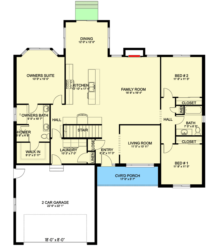 Plan 61482UT: One-Story House Plan with Split Bedroom Layout - 1337 Sq Ft - Floor Plan - Main Level - Ranch, Traditional