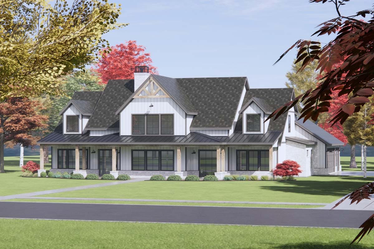 Plan 818103JSS: 4-BedroomModern Farmhouse Plan with Spacious Porches and Game Room - Image #5 - Country, Farmhouse, Modern Farmhouse, New American