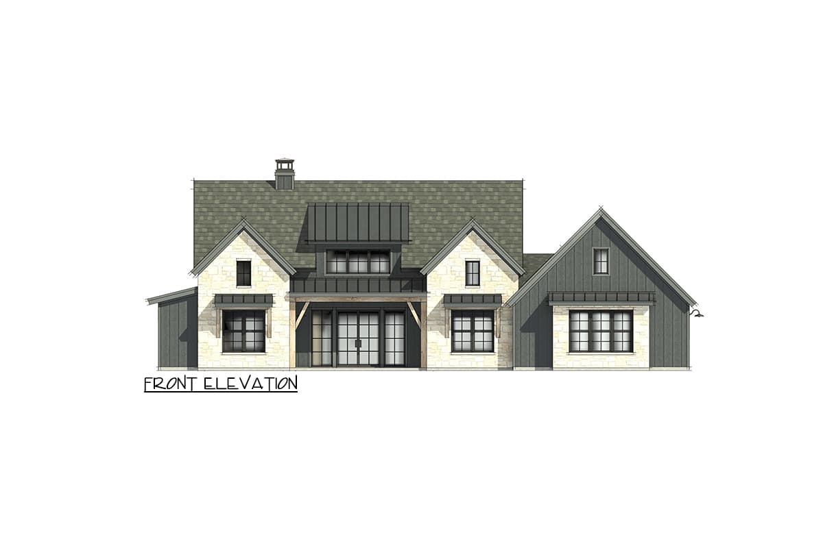 Plan 818104JSS: Modern Hill Country House Plan with 4 Bedrooms and Vaulted Great Room - 2390 Sq Ft - Image #6 - Country, Hill Country, Modern Farmhouse, New American