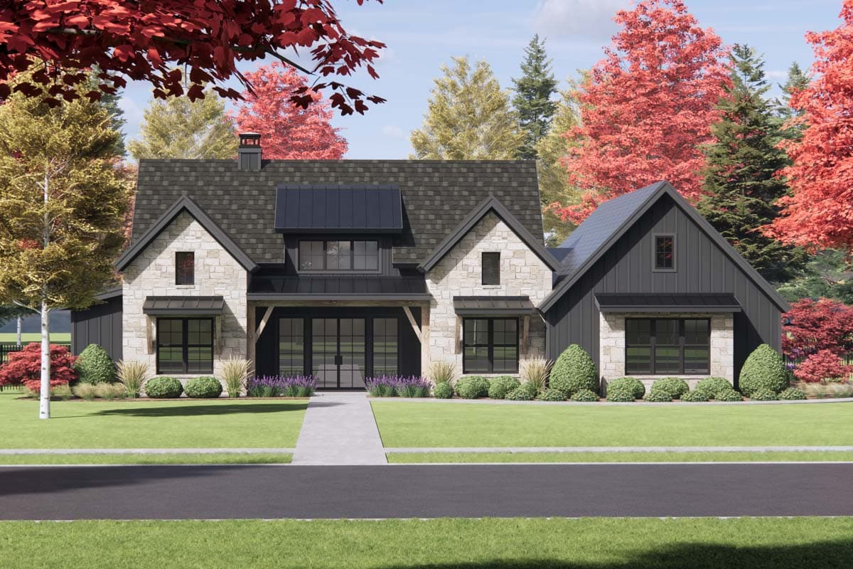 Plan 818104JSS: Modern Hill Country House Plan with 4 Bedrooms and Vaulted Great Room - 2390 Sq Ft - Image #4 - Country, Hill Country, Modern Farmhouse, New American