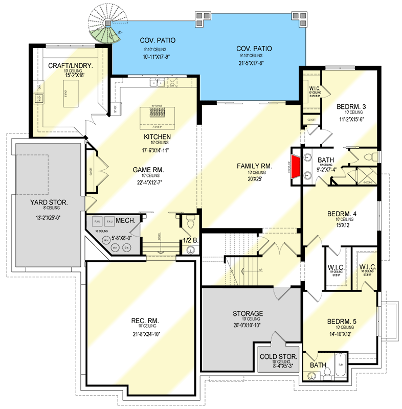 Plan 290164IY: Transitional House Plan with Lower Level Expansion - 3241 Sq Ft - Floor Plan - Optional Lower Level - European, Transitional