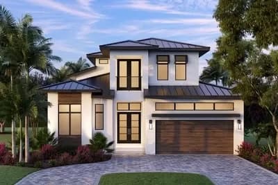 2-Story Modern House Plan with 2 Balconies - 4039 Sq Ft