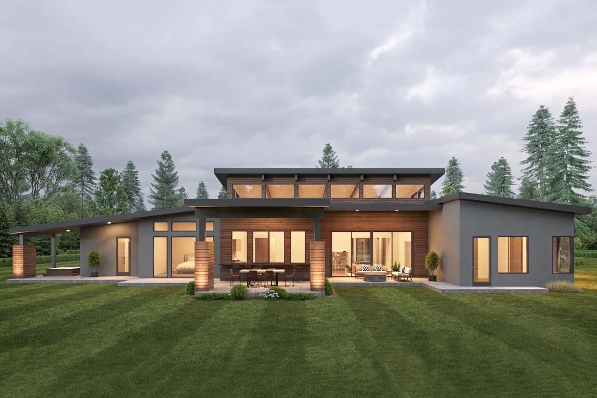 Plan 666243RAF: One-Story Modern House Plan with Workshop and Outdoor Office - 4742 - Image #5 - Contemporary, Mid Century Modern, Modern