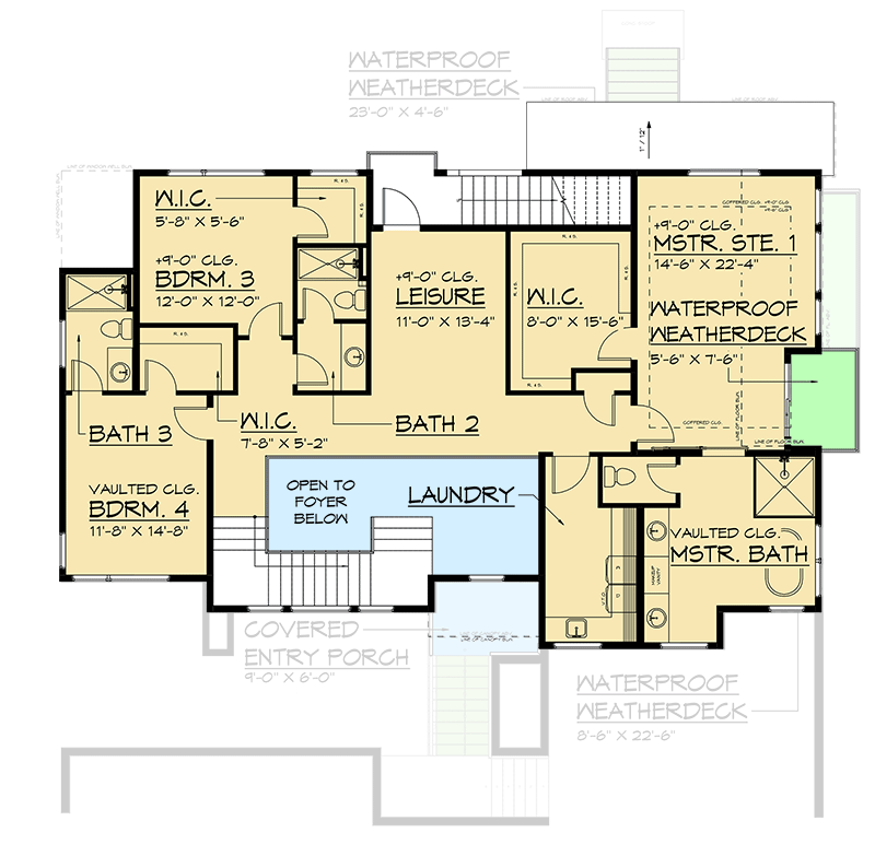 Plan 666246RAF: Modern House Plan with Rooftop Deck for a Front-Sloping Lot - 4972 Sq Ft - Floor Plan - 2nd Floor - Country, Modern, Northwest