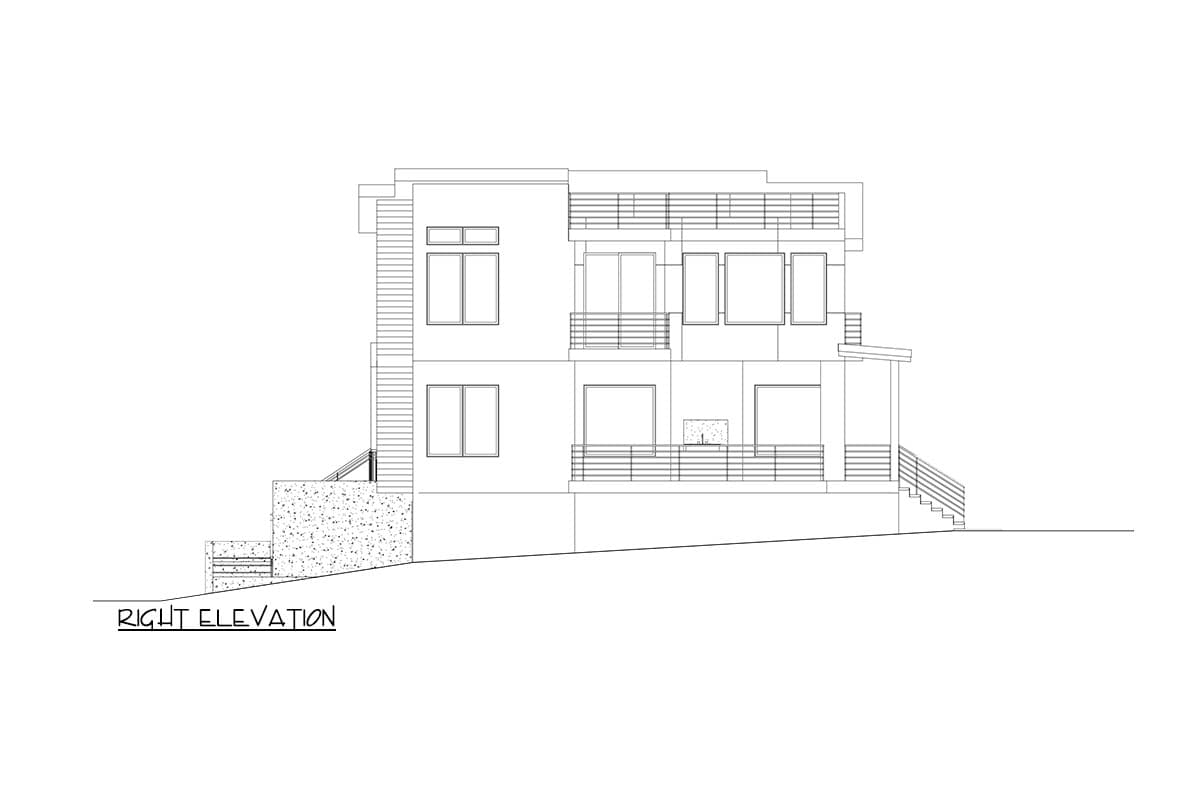 Plan 666246RAF: Modern House Plan with Rooftop Deck for a Front-Sloping Lot - 4972 Sq Ft - Image #8 - Country, Modern, Northwest