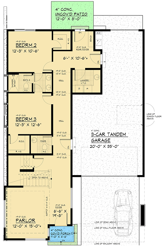 Plan 666248RAF: 2-Story Modern House Plan with Open Concept Upstairs - 3262 Sq Ft - Floor Plan - Main Level - Contemporary, Mid Century Modern, Modern, Northwest