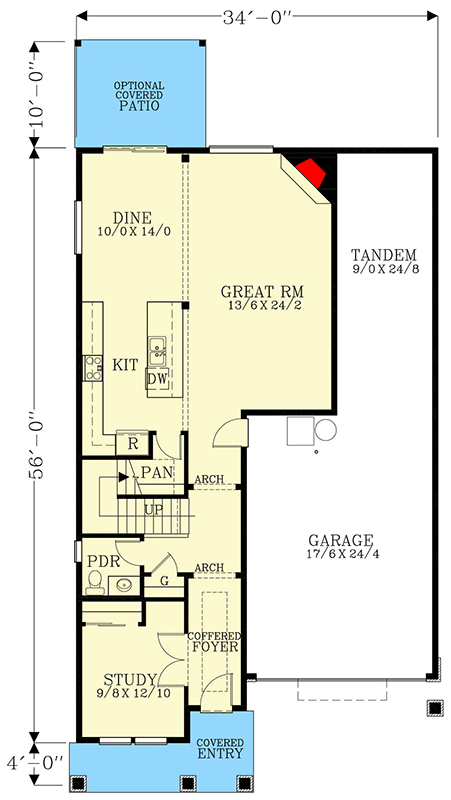 Plan 28136J: 4 Bed House Plan with Flex and Bonus Rooms - 2825 Sq Ft - Floor Plan - Main Level - Northwest, Traditional