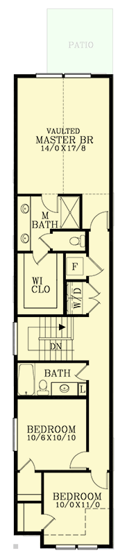 Plan 28139J: Narrow Lot House Plan Just 15-Feet-Wide with 3 Bedrooms - 1807 Sq Ft - Floor Plan - 2nd Floor - Northwest, Traditional