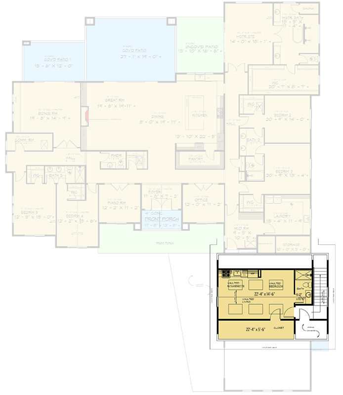 Plan 666251RAF: Contemporary House Plan with In-Law Apartment Above Garage - 5351 Sq Ft - Floor Plan - 2nd Floor - Contemporary, New American, Transitional