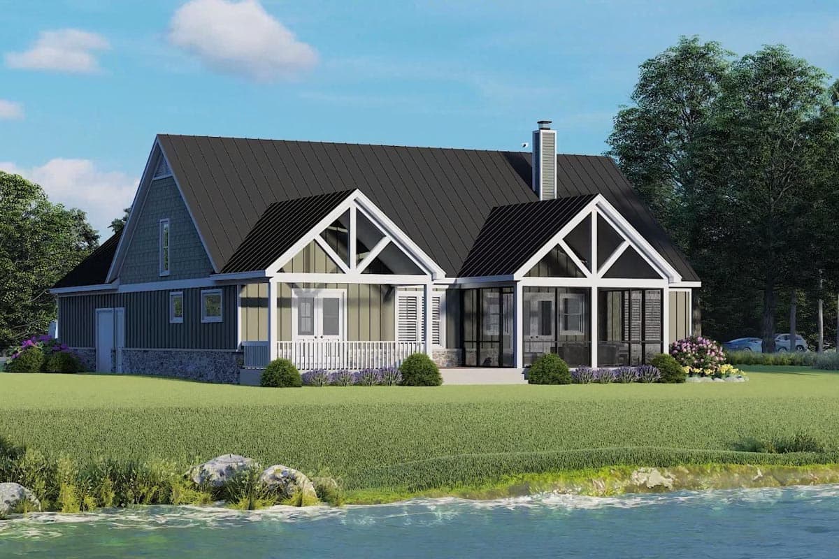 Plan 680236VR: Craftsman House Plan with Vaulted Interior and a Home Office - 2300 Sq Ft - Image #4 - Country, Craftsman, Traditional