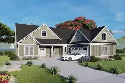 Craftsman House Plan with Vaulted Interior and a Home Office - 2300 Sq Ft