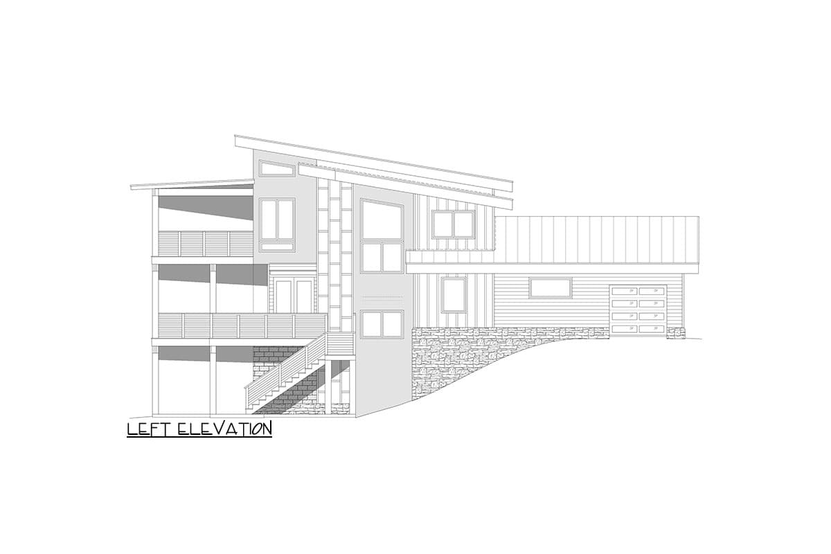 Plan 680237VR: Modern Lake House Plan with Elevator and Upstairs Master Suite - 2568 Sq Ft - Image #4 - Beach, Coastal, Mid Century Modern, Modern, Mountain