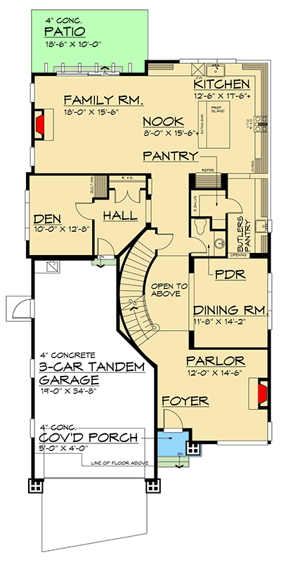 Plan 666252RAF: Modern House Plan Under 4000 Square Feet with Flex Room - Architectural Designs - Floor Plan - Main Level - Contemporary, Modern, Northwest