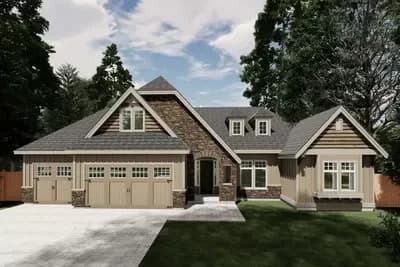 Transitional Ranch House Plan with Coffered Great Room - 2559 Sq Ft