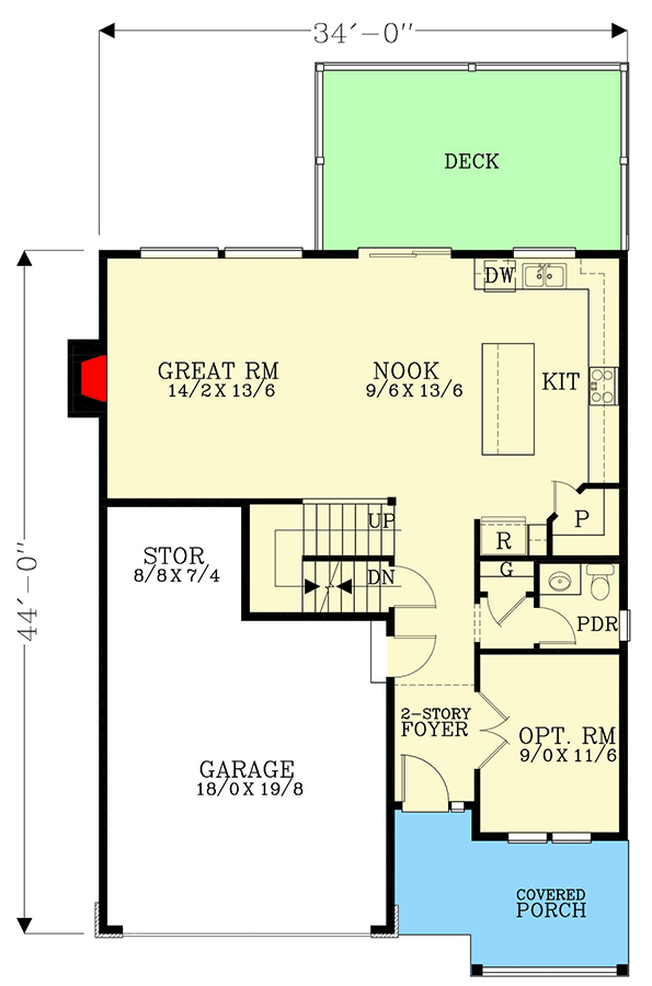 Plan 28144J: Craftsman Home Plan with Flex Room and Lower Level Family Room - 2838 Sq Ft - Floor Plan - Main Level - Craftsman, Northwest, Traditional