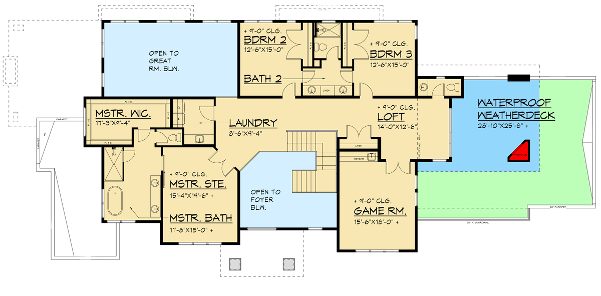 Plan 666254RAF: 4 Bed Modern House Plan with 2 Outdoor Fireplaces - 5516 Sq Ft - Floor Plan - 2nd Floor - Mid Century Modern, Modern, Northwest