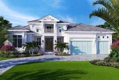 Southern Coastal House Plan with 4 Beds and 3-Car Garage - 4173 Sq Ft