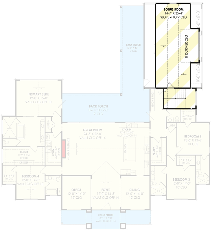 Plan 818106JSS: Scandinavian-Style Modern Farmhouse Plan with Clerestory Windows - 3641 Sq Ft - Floor Plan - 2nd Floor - Contemporary, Farmhouse, Modern Farmhouse, New American, Scandinavian, Transitional