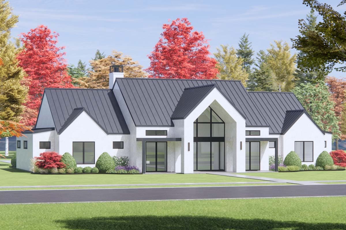 Plan 818106JSS: Scandinavian-Style Modern Farmhouse Plan with Clerestory Windows - 3641 Sq Ft - Image #4 - Contemporary, Farmhouse, Modern Farmhouse, New American, Scandinavian, Transitional