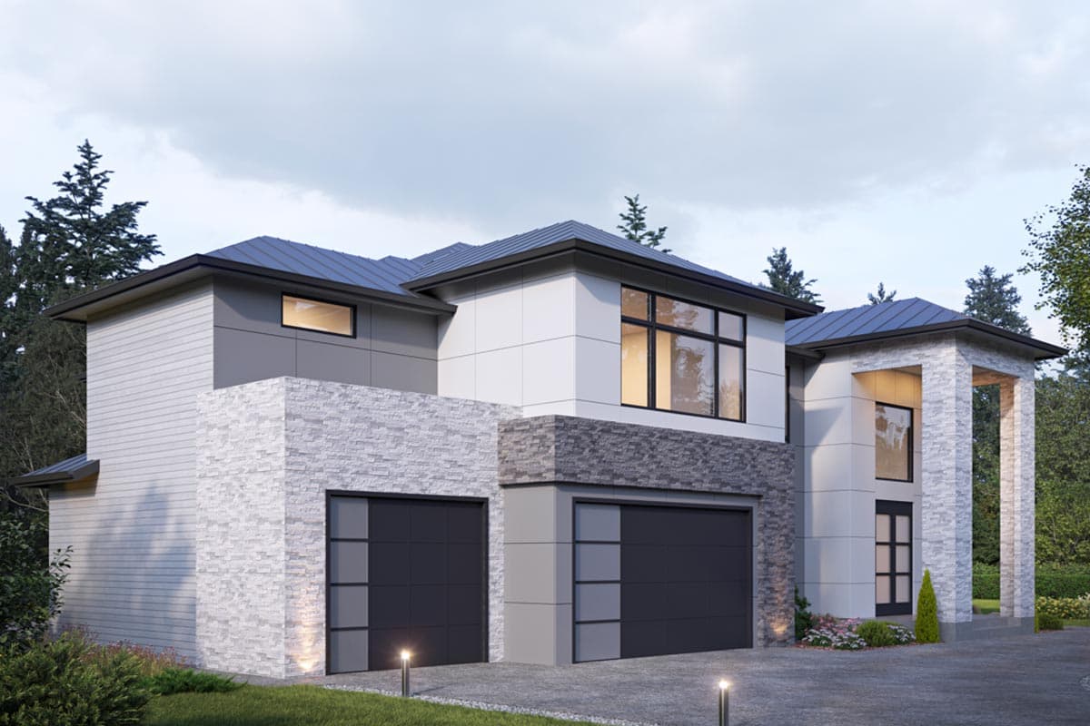 Plan 666255RAF: Modern House Plan with Upstairs Home Office - 4932 Sq Ft - Image #4 - Contemporary, Mid Century Modern, Modern