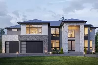 Modern House Plan with Upstairs Home Office - 4932 Sq Ft