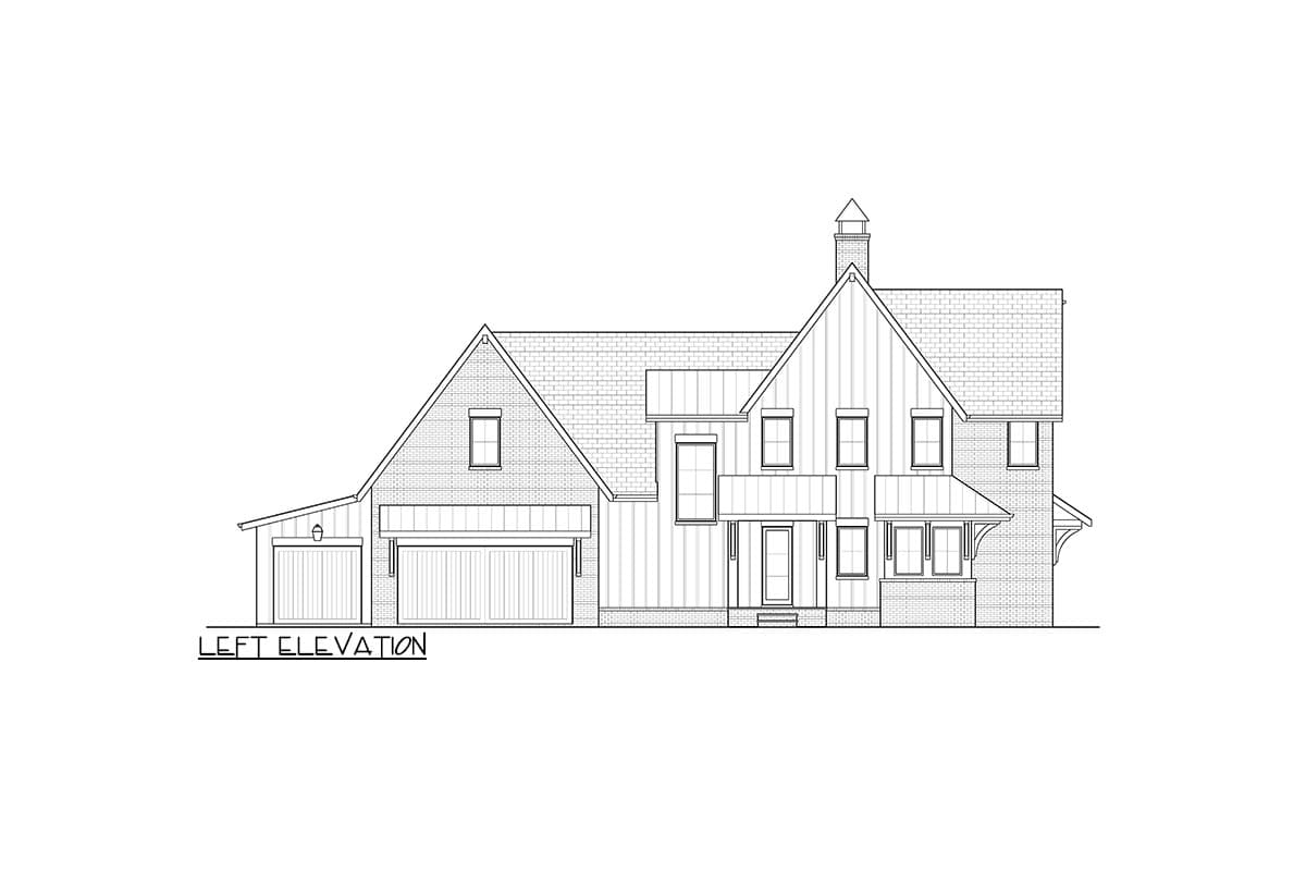 Plan 93205EL: 4-Bed 2-Story House Plan with Upstairs Laundry and Game Room - 3752 Sq Ft - Image #4 - Country, Farmhouse, New American, Traditional, Transitional