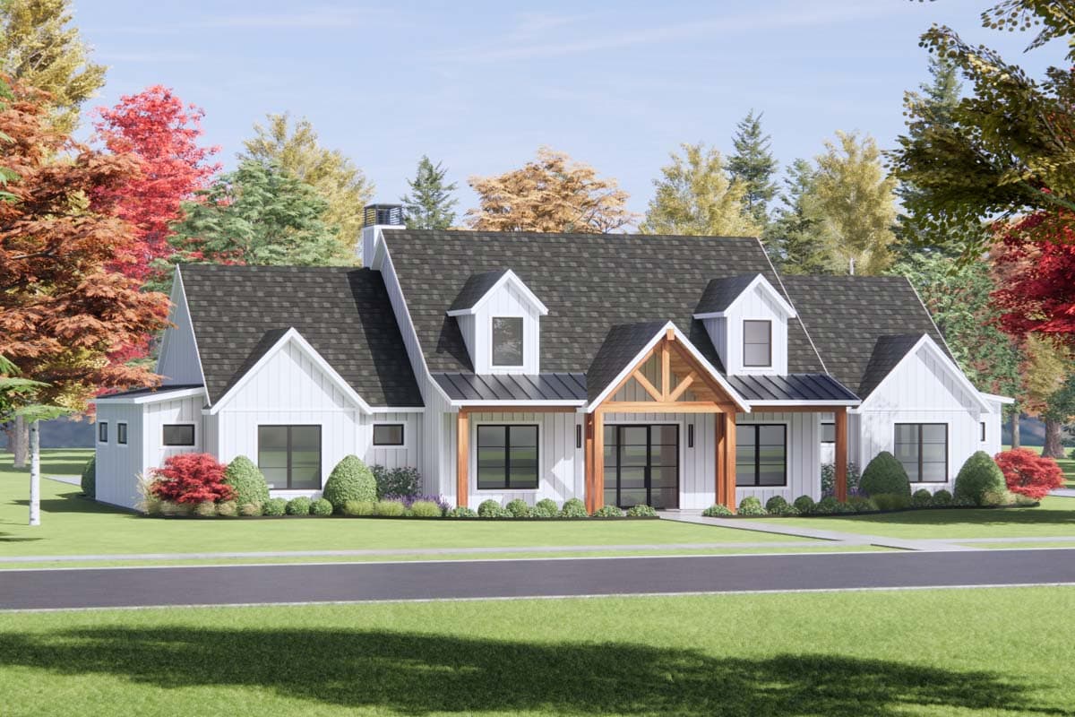 Plan 818107JSS: Balanced Farmhouse Plan with Vaulted Entry Porch - 3641 Sq Ft - Image #4 - Country, Farmhouse, Traditional