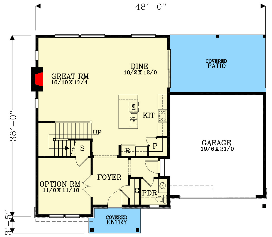 Plan 28148J: 2-Story Craftsman House Plan with Flex and Bonus Rooms - 2408 Sq Ft - Floor Plan - Main Level - Craftsman, Northwest