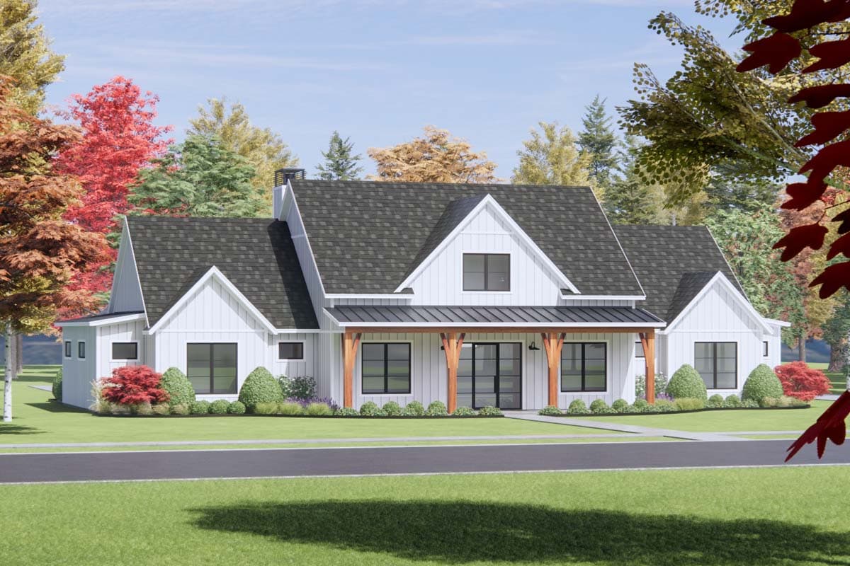 Plan 818108JSS: 4 Bed Modern Farmhouse with 2-Story Great Room and 3-Car Garage - 3641 Sq Ft - Image #4 - Country, Farmhouse, Modern Farmhouse